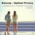 Privacy Screen Protector 3' x 23' UV-Resistant Visibility Reduction Patio Privacy Screens for Balcony, Included Cable Zip Ties for Decks, Patios, Backyards, Pools, Porches, Railings, Blue Stripes