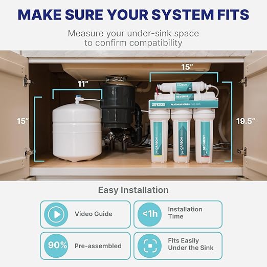 NU Aqua 6-Stage UV Under Sink Reverse Osmosis Water Filter System - 100 GPD RO Filtration & UV - Faucet & Tank - PPM Meter - 100GPD Undersink - Home Kitchen Pure Agua Drinking Water Purifier