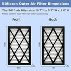 2 Pack 5-Micron Outer Air Filter Replacement Compatible with WEN 3410, POWERTEC AF4000, Shop Fox W1830, Grizzly G0738 Air Filtration System for Workshop, Part 90243-027-2