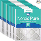 Nordic Pure 16x24x1 (Actual Size: 15 1/2 x 23 1/2 x 3/4) Pleated MERV 14 Air Filters 12 Pack