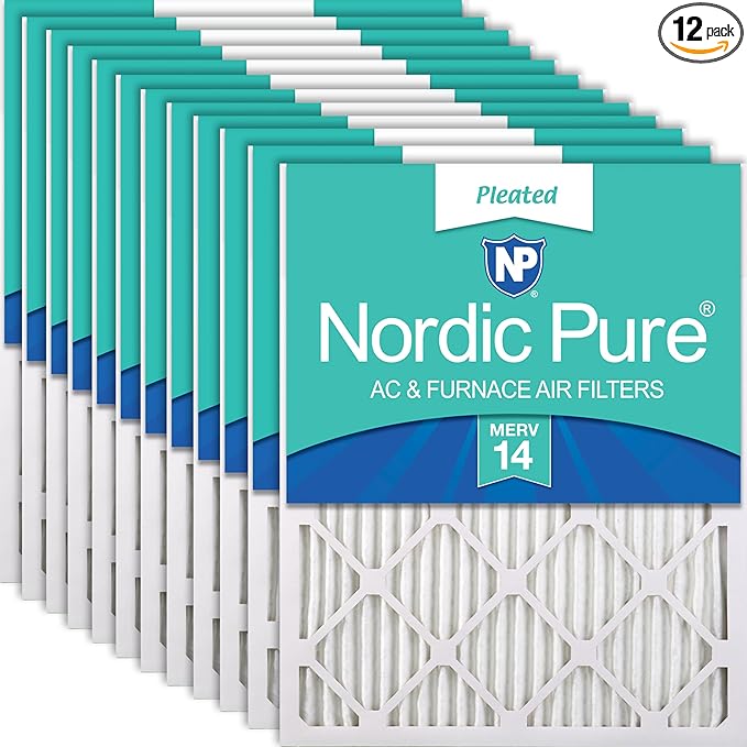 Nordic Pure 18x20x1 (Actual Size: 17 1/2 x 19 1/2 x 3/4) Pleated MERV 14 Air Filters 12 Pack