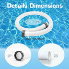 2-Pack 1.5 Inch Pool Pump Hose Replacement for Above Ground Pools, 59" Long Flexible PE Pool Filter Hose for Most 1.5 Inch Diameter Sand Filters & Saltwater Systems Includes 4 Washers (White)