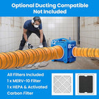CADPXS Shield-550 Air Scrubber, Negative Machine Airbourne Cleaner HEPA Scrubber Water Damage Restoration Equipment Air Purifier