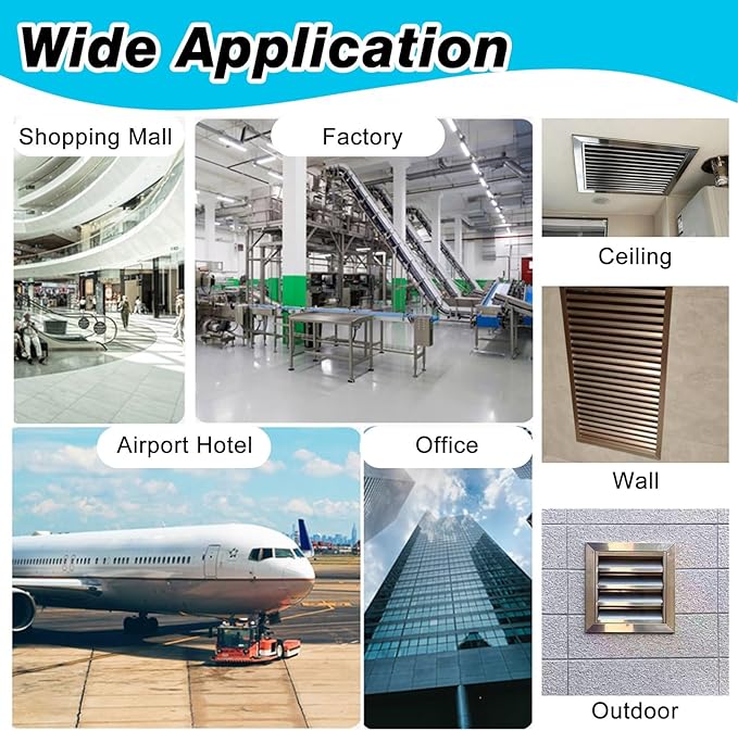Square Stainless Steel Vent Grille with Removable Filter Mesh, Weatherproof Louver Air Return Vent Cover for Home/Shed/Garage/Roof(13x13in/33x33cm)