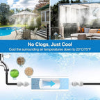 Pre-Assembled Misters for Outside Patio,Outdoor Misting Cooling System w Filter,50FT|15M.Backyard Mist Kit for Garden,Greenhouse,Deck,Umbrella,Canopy,Pool,Porch,Trampoline,Park.