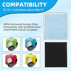 HEPA/Activated Carbon Filter Replacement, HEPA 550 Fliter Replacement Set Compatible with AlorAir CleanShield 550 Air Scrubber(4 Packs)