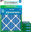 Filterbuy 25x32x2 Air Filter MERV 13 Optimal Smoke & Allergy Defense (4-Pack), Electrostatic Pleated HVAC AC Furnace Filters Replacement, Made in USA (Actual Size: 24.50 x 31.50 x 1.75)