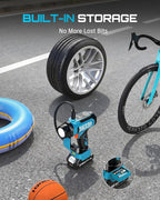 SEESII 3-in-1 Tire Inflator: Portable Air Compressor & Car Vacuum Cleaner & Led Work Light with 2×2000mAh Batteries, 21V Tire Air Pump 150PSI w/Digital Gauge+Auto-Shutoff for Ball/Motorcycle/Car/Home