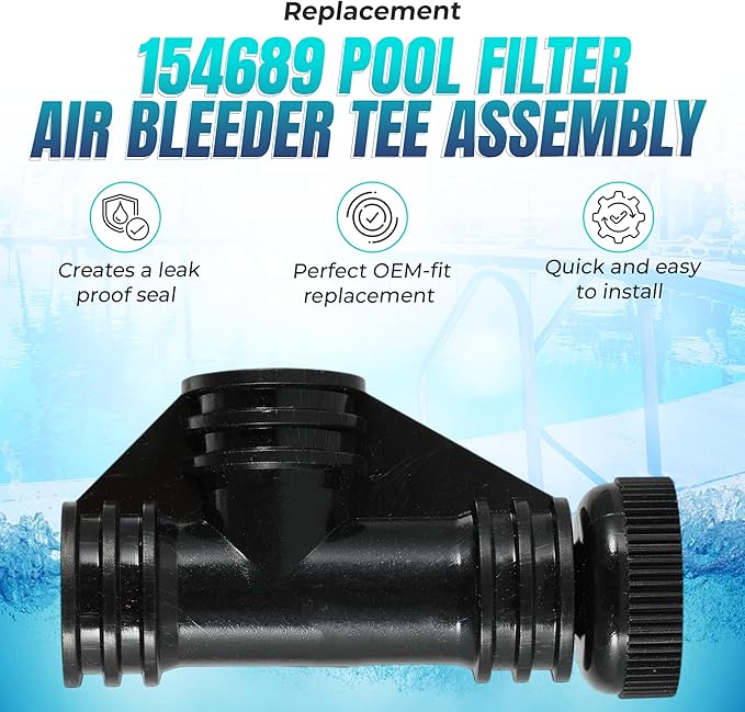 Replacement 154689 Pool Filter Air Bleeder Tee Assembly Compatible with Pentair Triton II TR140, TR50, TR60, TR100 | Air Filter Replace for S7S50, S8S70 | Pool Accessories for Sand Filters, 10 Pack