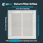 EZ-FLO 14 x 14 Inch (Duct Opening) Return Air Vent Cover for Wall or Ceiling, Solid Steel Return Air Filter Grille, HVAC Vent Cover, White, 61653