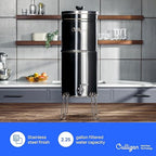 Culligan MaxClear 2.25 Gallon Gravity Water Filter System, Polished Stainless-Steel Countertop Water Filter NSF/ANSI Certified to Reduce Microplastics, Lead & Total PFAS, with 2 Ceramic Filter
