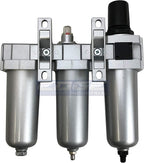 3 STAGE, HEAVY DUTY INDUSTRIAL GRADE FILTER REGULATOR COALESCING DESICCANT DRYER SYSTEM FOR COMPRESSED AIR LINES, METAL BOWLS, GREAT FOR PAINT SPRAY AND PLASMA CUTTER (3/4" NPT, AUTO DRAIN)