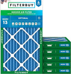 Filterbuy 12x30x2 Air Filter MERV 13 Optimal Smoke & Allergy Defense (6-Pack), Electrostatic Pleated HVAC AC Furnace Filters Replacement, Made in USA (Actual Size: 11.50 x 29.50 x 1.75)