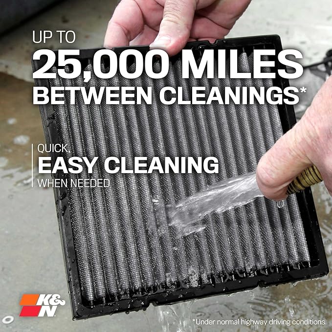 K&N LIFETIME Cabin Air Filter: Premium, Washable, Clean Air for your Cabin: Compatible with 2017-2024 Hyundai/KIA: Accent, Elantra, I20, I30, Cerato, Forte, K3, Rio, VF2059