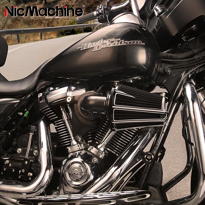 Big Sucker cone Air filter intake for harley air Cleaner Sportster Softail fatboy heritage dyna touring street road king Glide (Gauge style -Black, TypeB: Touring 01-07, Softail Dyna 99-15)