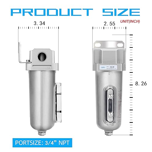NANPU Industrial Grade Heavy Duty Compressed Air Desiccant Dryer, in Line Filter, Moisture Trap, Water Separator, Suitable for Paint Spray & Plasma Cutter (3/4" NPT)