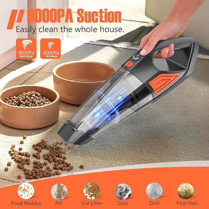 Handheld Vacuum Cordless Cleaner,Powerful Portable and Dust Buster Hand Vcauum Rechargeable with Large-Capacity Battery for CarPetOfficeHome (Mixed Colors) (Dark Purple)
