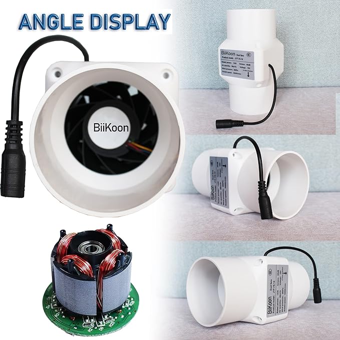 3 Inch Inline Duct Fan 53 Cfm Extractor Fan 12V Plastic Blower Air Exhaust Diffuser Fans for Carbon Filter Vents Grow Tents Basements (Color : Adjustable Speed, Size : 14w)