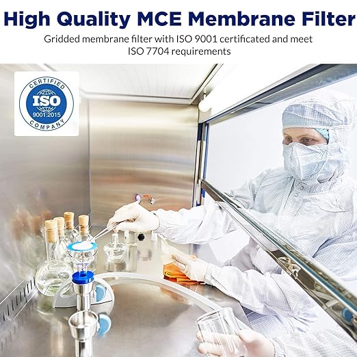 Membrane Solutions MCE Gridded Membrane Filter, Mixed Cellulose Esters Membrane Filter, Sterile Individual Pack Membrane Disc Filter, Diameter: 47 mm, Pore Size: 0.45 um, 100/Pk