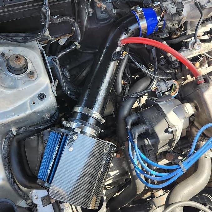 KYOSTAR Universal 3/3.5/4" (75/89/100mm) High-Flow Air Filter, Reusable Cone Cold Air Intake, High Performance Clamp-On Car High Flow Dry Air Kit, Flange Diameter: 3/3.5/4 Inch, Height: 6.2 Inch, Blue