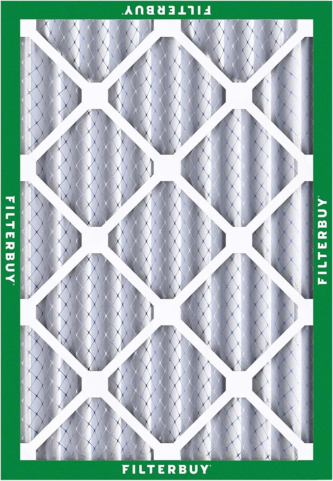 Filterbuy 20x24x4 Air Filter MERV 8 Essential Dust & Allergy Defense (5-Pack), Electrostatic Pleated HVAC AC Furnace Filters Replacement, Made in USA (Actual Size: 19.38 x 23.38 x 3.63)