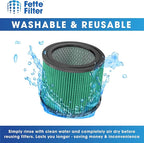 Fette Filter - DXVC4003 Premium HEPA Cartridge Filter Replacement Compatible with DeWalt DXV04T DXV05P DXV05S DXV08S DXV06G for 4 Gallon Wet Dry Vacuum - Pack of 2