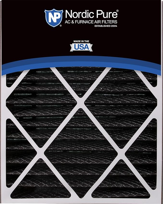 Nordic Pure 20x25x5 (Actual Size: 19 3/4 x 24 1/4 x 4 7/8) Air Bear AC Filter Replacement MERV 8 Plus Carbon 4 Pack