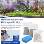 Aquarium Media Maintenance Kit Replacement for Fluval AC50 Power Filter, Includes 1 Blue Foam Filters, 1 Pack Ceramic Rings and 2 Activated Carbon Bag, for 20-to-50 Gallon Aquariums