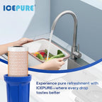 ICEPURE 4.5" x 20" Activated Carbon and KDF Large Capacity Water Filter, Whole House Heavy Metal Filtration, 5 Micron CTO20BB-KDF Whole House Water Filter, 1 PACK