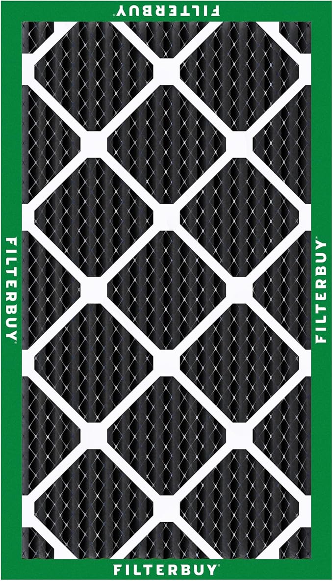 Filterbuy 14x24x1 Air Filter MERV 10 Odor & Allergy Defense with Activated Carbon (12-Pack), Electrostatic Pleated HVAC AC Furnace Filters Replacement, Made in USA (Actual Size: 13.38 x 23.38 x 0.75)