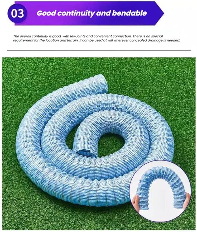 French Drain Pipe，Flexible Underground Drainage Tube,Soft Infiltration Pipe,\U200b DIY Construction Site(8cm/3.1in 49ft)