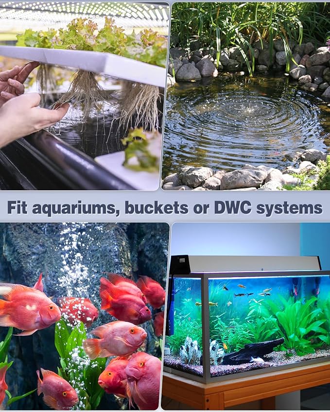 Pawfly 50 GPH Aquarium Air Pump for 10-60 Gallon Fish Tanks Dual Outlet Adjustable Ultra Quiet Aerator Pump with Airline Tubing, Air Stones Connectors, Check Valves and Nano Bio Sponge Filter