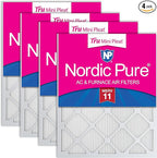 Nordic Pure 12x12x1 (Actual Size: 11 3/4 x 11 3/4 x 3/4) Tru Mini Pleat MERV 11 AC Furnace Air Filters – 2.5X More Media for Extended Durability & Superior Filtration - 4 Pack