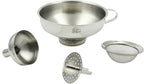 Zoie + Chloe 3-in-1 Stainless Steel Funnel Set - Kitchen Funnels with Detachable Fine Mesh Filter & Strainer for Filtering Herbs, Food Bits - Durable Stainless Steel - Ease to Use, Dishwasher Safe