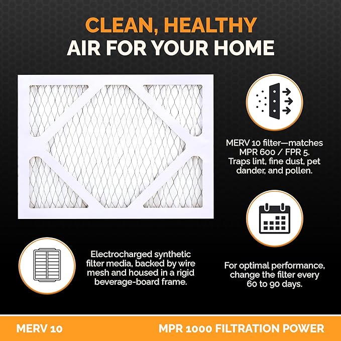 Tiger Tough MERV 10 Air Filters, 12x14x1 – MPR 1000 Pleated HVAC AC Furnace Filter Replacement for Home, Pack of 12
