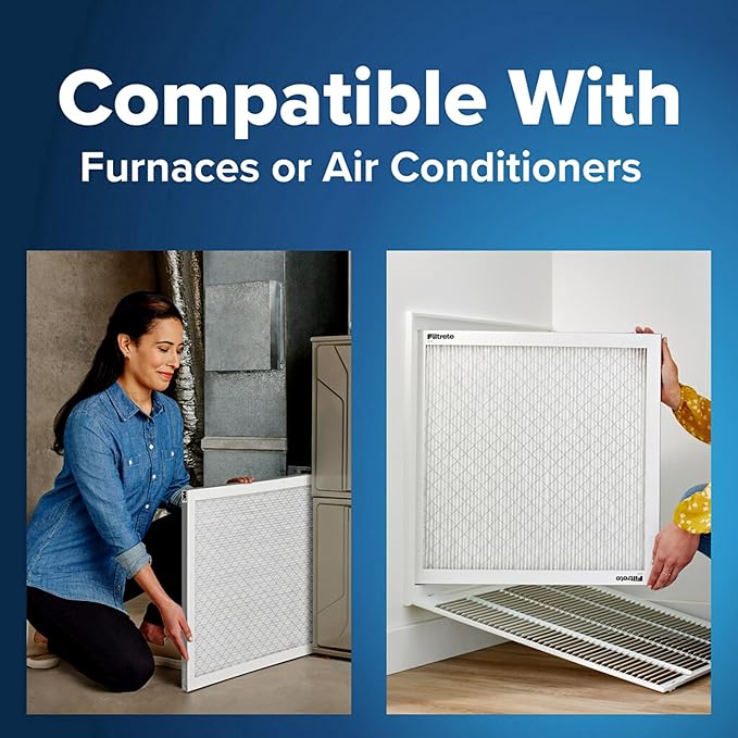 Filtrete 12x20x1 Air Filter, MPR 300, MERV 5, Clean Living Basic Dust 3-Month Pleated 1-Inch Air Filters, 6 Filters