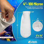 Aquatic Experts 4 inch Ring 100 Micron Felt Filter Sock - Filter Socks for Saltwater Aquarium, Sump Filter Sock, Freshwater Aquarium Socks, Reef Filter Sock (4"x14", 8 Pack)