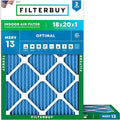 Filterbuy 18x20x1 Air Filter MERV 13 Optimal Smoke & Allergy Defense (2-Pack), Electrostatic Pleated HVAC AC Furnace Filters Replacement, Made in USA (Actual Size: 17.50 x 19.50 x 0.75)