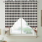 Swag Curtain Valances for Kitchen Windows,Farm Wooden House Black Buffalo Plaid Short Rod Pocket Window Valance,Western Star Swag Topper for Bedroom Living Room,2 Panels 28x36in