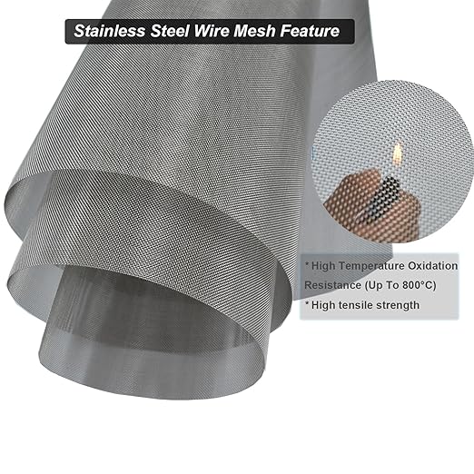 304 Stainless Steel Mesh Screen - 30Mesh, 15.7"x47.2" (40x120cm) Fine Woven Wire Filter Mesh for Vent Covers, Cage, Garden, Window Screens and DIY Projects