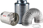 Hydro Crunch 4 inch 100 CFM Booster Fan & 4" x 12" Carbon Filter with 4" x 25ft. Ducting Hydroponic Ventilation Kit