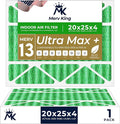 MervKing 20x25x4 Air Filter Actual Size: 19.88" x 24.88" x 4.31" MERV 13 MPR 1500-1900 | MADE IN USA | 1-Pack | Pleated HVAC AC Furnace Replacement