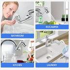 YYKBZ Water Filter For Sink Faucet Extender,1080° Swivel Aerator,2 Modes Spray Sink Water Filter,Brass Faucet Mount Purifier System For Kitchen/Bathroom/Toddlers,Multiple Adapters With 9pcs Filters