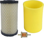 793569 Air filter for Briggs & Stratton 793685 John Deere GY21055 MIU11511 MIU11513 fit LA125 D110 D120 E110 Craftsman YT3000 Husqvarna YTH24V48 Mower Tractor, with Pre Filter Foam & Fuel Filter Kit
