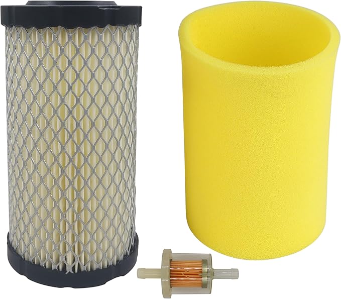 793569 Air filter for Briggs & Stratton 793685 John Deere GY21055 MIU11511 MIU11513 fit LA125 D110 D120 E110 Craftsman YT3000 Husqvarna YTH24V48 Mower Tractor, with Pre Filter Foam & Fuel Filter Kit