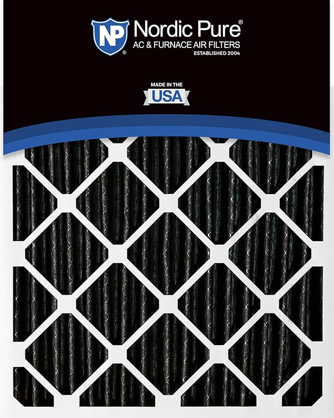 Nordic Pure 20x20x4 (Actual Size: 19 1/2 x 19 1/2 x 3 5/8) Pleated Plus Carbon Air Filters MERV 8 6 Pack