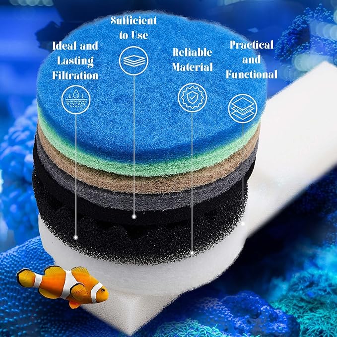 62 Pcs Compatible with Fluval Fx4/fx5/fx6 Replacement Filter Media, 6 Foam Block, 6 Carbon and 6 Water Polishing Pad, 4 Bio-sponge 6 Filter Pad, 6 Carbon, 18 Nitrite/phosphate/ammonia Remover