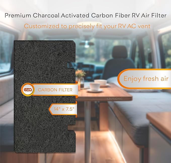 RV Premium Charcoal Activated Carbon Fiber Air Conditioner Filter - Air Duct AC Carbon Filter Replacement for RV AC Vent (2 Pack, 14" x 7.5")