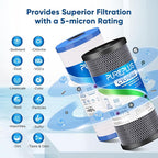 PUREPLUS 5 Micron 4.5"x10" Whole House Water Filter Combo Kit with Grooved Sediment and Activated Carbon Block Filter, Replacement for AP810, AP811, WFHDC8001, CB-BB-10, FXHTC, GXWH40L, 1PACK