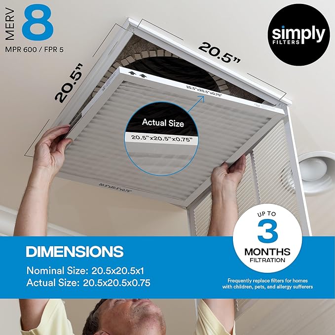 Simply 30x36x2 Air Filter, MERV 8, 6 Pack, Furnace Air Filter for HVAC (Actual Size:29.5"x35.5"x1.75") DUST, Pet, & Allergy Control